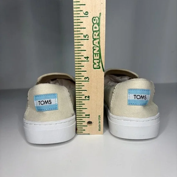 TOMS‎ Slip On Casual Shoes Womens Size 8.5 Canvas Beige Comfort Sneakers Neutral - Picture 8 of 9